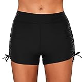 Bikini Damen Yoga Hose Slips Laufen Strand Taille Shorts Shorts Kleine Größe Schwimmen Bikinihose Damen Strand Hoher Badeanzug Split Badeanzug Sport Strand Sommer Badebekleidung Große Größe (Black, L)