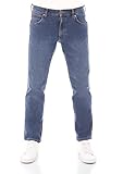 Wrangler Herren Jeans Regular Fit Greensboro Hose Blau Straight Jeanshose Denim Stretch Baumwolle Blue w34, Farbe: Basement Blue, Größe: 34W / 32L