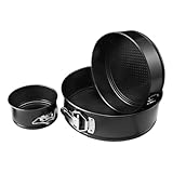ZONADAH Springform-Set, 4 Zoll, 7 Zoll, 9 Zoll, Antihaft-Kuchenform, Backformen-Set, Kuchenform mit abnehmbarem Boden, Käsekuchenformen, Backformen-Set, 3 Stück