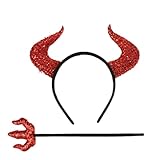 Glitzerndes Teufelshörner-Stirnband – Leichtes, Funkelndes Halloween-Party-Haar-Accessoire – Teufelsohren-Stirnband | Glänzende Dämonenhorn-Stirnbänder Für Frauen, Mädchen Und Kostüm-Cosplay | Bequeme