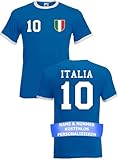 Herren T-Shirt Italien Trikot EM 2024 Italia mit eigenem Namen + Nummer - Blau XL