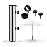 osoltus Edelstahl Standrohr | Schirmständer für Granit-/Betonsockel 41-51 mm | 4 Bohrungen