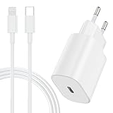 Schnellladegerät,20W USB C Ladegerät mit Ladekabel 2M Original,Type C ladestecker,Power Adapter Netzteil mit 6ft Lightning Kabel für Apple iPhone 13/12/11/14 Pro Max/X/XR/XS/8/ Mini/iPad