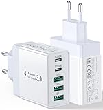 (2-Pack) 50W USB C Ladegerät Mehrfach 5-Port Schnellladegerät Netzteil Stecker Adapter PD QC Ladestecker für iPhone ALLE Serien & iPad, Tablets, Google, Samsung, Handys