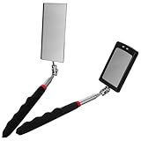 Mikikit 2 Stück Verstellbare Auto Inspektionsspiegel mit LED Flexibler Teleskopspiegel Quadratisch und Rechteckig für Fahrgestell und Unterbodeninspektion