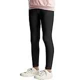 L&K-II Kinder Leggings Basic Uni Farbe Mädchen Tanzhose Baby Leggins Fitness Hose Baumwolle 2708 Schwarz-146