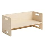 Bellabino AKI Kindersitzbank - 2in1 Kinderbank/Kindertisch aus Holz Natur - Montessori Wendebank für Kinderzimmer - multifunktionale Sitzbank mit 3 Sitzhöhen aus Birke - 80 x 35 x 35 cm