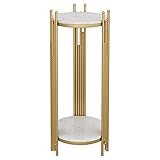 Telefontisch mit 2-stöckiger Aufbewahrung und Marmoroptik, hoher, schlanker Pflanzenständer und runder Beistelltisch für Wohnzimmer, Terrasse, Ecke oder Nachttisch-Dekoration