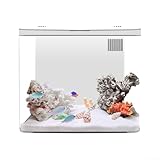 HpLive Acryl Aquarium Starter Set mit Leiser Pumpe Desktop Betta Fischbecken LED Beleuchtung Filtrationssystem(white)