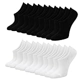 Blu Ninfee Sneaker Socken Damen Füsslinge Herren 10 Paar, Unisex Füßlinge mit Rutschfest Silikon, Unsichtbare Sneakersocken, Atmungsaktive Kurzsocken No Show Socken Schwarz Weiß 39-42