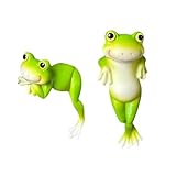 2 Stück Harzstatuen Frösche Pflanzenhänger Dekorative Gartenskulpturen für Blumentöpfe Balkon Outdoor Dekoration Frösche Ornamente für Blumentöpfe und Aquarien