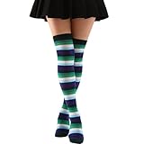 Bunte gestreifte Overknee-Socken für Damen, Cosplay, warm modisch 5 Rabatt (B, One Size)