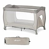hauck Kinderreisebett Sleep N Play Go Plus mit Transporttasche, Rädern, Schlupf zum Spielen, Klein Zusammenklappbar, Baby Reisebett Kleinkind ab Geburt bis 15 kg (Beige)