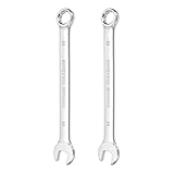 QUARKZMAN 2 Stück Kombinationsschlüssel 11mm Metrisch 12-Punkt Ring Und Maulschlüssel CR-V Stahl Doppelseitiger Werkzeug Für Automotive Rohr Möbel Maschinen DIY Reparatur Silber Weiß