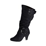 Chanpning Damen Winterstiefeletten Gefütterte Damen Schuhe Stiefel Damen Wasserdicht Winterschuhe Damen 39 Ankle Boots Vintage Spitz Schneestiefel Fall Winter Fall Winter Damen Kurzstiefel