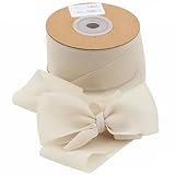 Geschenkband Schleifenband 3.8cmx 22.8m Chiffonband für Geschenkverpackung Hochzeitseinladungen Blumenarrangement (Beige)