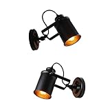NUOBESTY Retro Wandleuchte Eisen Verstellbare Industrie Wandlampe Fassung Vintage Wandbeleuchtung Für Schlafzimmer Wohnzimmer Bar Schwarz