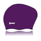 ipow Badekappe Bademütze Mädchen Kinder Badehaube für Lange Haare gesund und warm Swim Cap (Violett)