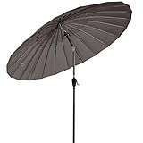 Angel Living Shanghai 250cm Sonneschirm Gartenschirm mit Kurbel,UV-Schutz, Terrassenschirm belüftet, Marktschirm für Terrasse, Garten, Balkon Grau