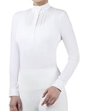 Harrison Howard Reitsport Plissee Lätzchen Show Shirt Reiter Top Reiten Langarm mit Stickerei, Weiss/opulenter Garten, Groß
