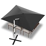 Devoko Sonnenschirm Balkon 300x300x260 cm Alu Ampelschirm mit Abdeckung, Wasserabweisend Gartenschirm mit Kurbel,Sonnenschutz UV50+,360°Rotation,Grau