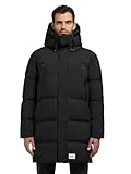 khujo Herren Wintermantel Steppmantel mit Kapuze und integrierten Rucksack-Trägern innen Morse2-YM Black Gr. XL