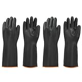 QUARKZMAN Chemikalienbeständige Handschuhe, Latex Industriehandschuhe 45 cm Lange Ärmel Rutschfeste Schutz Arbeitshandschuhe Für Reinigung Geschirrspülen Gegen Alkali, Schwarz, Paar Zu 2