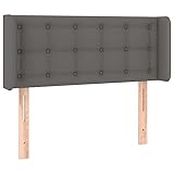 vidaXL Kopfteil mit Ohren, Bettkopfteil mit Holzbeinen, Höhenverstellbar Polsterkopfteil für Bett, Betthaupt Bettzubehör Schlafzimmer, Grau 103x16x78/88cm Kunstleder