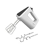 Krups 3 Mix 4000 Handmixer, 450 Watt, robustes Design, variabler Geschwindigkeitsregler, Turbo- und Auswurf-Funktion, inkl. 2 Rührbesen und 2 Knethaken, weiß/grau, GN4001