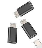 USB-C-Buchse auf Lightning-Stecker-Adapter für Apple, MFI-zertifiziert (3er-Pack), Typ-C-Ladekabel, Port-Konverter für iPhone 14, 13, 12, 11 Pro Max, Mini, XS, SE, X, Xr 6, 7, 8 Plus, für iPad Air