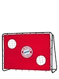FC Bayern München Fußballtor mit Torwand - Robustes Fußballtor für den Garten mit Abnehmbarer Torwand, Zwei verstärkten Schusslöchern und Easy Clip Montage
