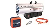 Rothenberger Industrial Gasheizgebläse Gasheizer Heizkanone Heizgerät mit Piezo, Schlauch, Regler RoTurbo 35000 | 1000° Flammentemperatur | inkl. Bluetooth Lautsprecher bis 30 Std. Betriebszeit