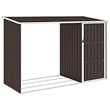 Xichuzi Garten Brennholzlager, Kaminholzregal Aussen, Holzstapelhilfe, Carport, Sichtschutz Garten, Kaminholzregale, Braun 245x98x159 cm Verzinkter Stahl