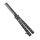 RICHDMI Butterfly Kamm, Schmetterlingskamm, Faltbarer Taschenkamm, Faltbarer Metallkamm für Männer Tragbarer Schmetterlingskamm Edelstahlkamm mit Aufbewahrungstasche (Schwarz)