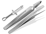 Zeckenzange Zeckenpinzette im 3er Set aus rostfreiem Edelstahl Profi-Qualität