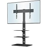 BONTEC TV Ständer für 30-70 Zoll LED OLED LCD Plasma Flach & Curved Fernseher bis 40 kg, Höhenverstellbarer Hoher TV Bodenständer mit 3 Stufigen Regalen aus Gehärtetem Glas, Max. VESA 600 x 400 mm