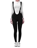 INBIKE Fahrradhose Damen Gepolstert Lang Radsport Trägerhose Sitzpolster Winter Warm Thermo Fleece Gefüttert Bib Hose MTB Rennrad Fahrrad Schwarz L