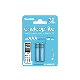 eneloop lite, AAA/Micro Ni-MH Akku, 2er-Pack, Kapazität mit min. 550 mAh, Ready-to-Use Ni-MH Akkus, bis zu 3000 Mal wiederaufladbar, plastikfreier Verpackung, lite, blau