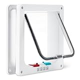 Amazon Basics Verstellbare Hunde- und Katzentür aus Kunststoff mit 4-Wege-Schloss, Klein, 19,0cm x 18,8cm x 5,7cm, Weiß