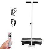 Vibrationsplatte Vibrationsgeräte, 180 W Fitness Vibrationsboard mit Verstellbaren & Armlehnen Fernbedienung, 120 Vibrationsstufen, 10 Trainingsprogramme, Rüttelplatte Sport für Zuhause