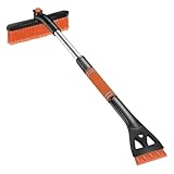 NVOQILIN 3-in-1-Fahrzeug-Schneebesen und Eiskratzer mit ausziehbarem Aluminiumgriff, kratzfreie Borsten für