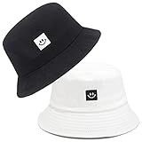 beifon 2 Stück Fischerhüte Bucket Hat Unisex Sonnenhut Baumwolle Buckethut Faltbar Fischerhut Anglerhut Freizeithut Herren und Damen Outdoor Hut Sommermütze Herbst Camping Reisen Wandern