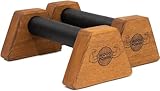 WOODPOWER® PowerBars Holz-Parallettes, gelenkschonende Liegestützgriffe, rutschfeste Handstand-Barren, Indoor & Outdoor, Calisthenics & Yoga (Brown)