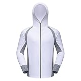 Radtrikot für Herren, Sommer, mit Sonnenschutz, dünn, atmungsaktiv und schweißabsorbierend, mit einzigartigem Farbdesign, Kapuze mit Reißverschluss, weiß, XXL