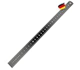 BAUHELD® Metall-Lineal 300mm [EG-1] - Maßstab mit Messskala in INCH und CM [Made in Germany] - Robustes Anreiß-Lineal aus eloxiertem Aluminium - 30 cm mit praktischer Aufhängelochung - Schwarz