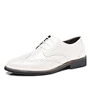 Rimhold Herren Formelle Schuhe Brogues Hochzeitsschuh Lederschnürschuhe Weiche Monk-Schuhe Lässiger Büroschuh Klassische Oxfords Weiß 42EU