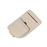 MJLOMJ Magnetischer Sonnenbrillenhalter für Autovisier - Universal Brillenclip für Sonnenblende, Leder Autozubehör mit starkem Griff, passt für alle Sonnenbrillen & Lesebrillen (Beige)