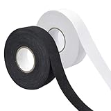 Jortmrd 2 Rollen Hockey Tape 25m x 25mm Selbstklebendes Eishockey Tape Rutschfestes Eishockey Schläger Tape, Schlägertape Hockey Grip Tape für Eishockeyschläger Tennisschläger Badminton Schwarz Weiß