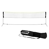 Hauki Badminton Netz, Tennisnetz 500cm, Schwarz, H156cm, Federballnetz Set inkl. 3x Federball, Transporttasche, stabilem Eisen-Gestell, Tragbares Volleyballnetz, Trainingsnetz Indoor & Outdoor, Garten
