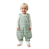 Duomiaomiao Schlafsack mit füßen, Schlafsack mit füßen ganzjahres, 100% Baumwolle Schlafsack Baby, Schlafsack mit füße 1.5 Tog, Schlafsack mit Beinen für Jungen und Mädchen